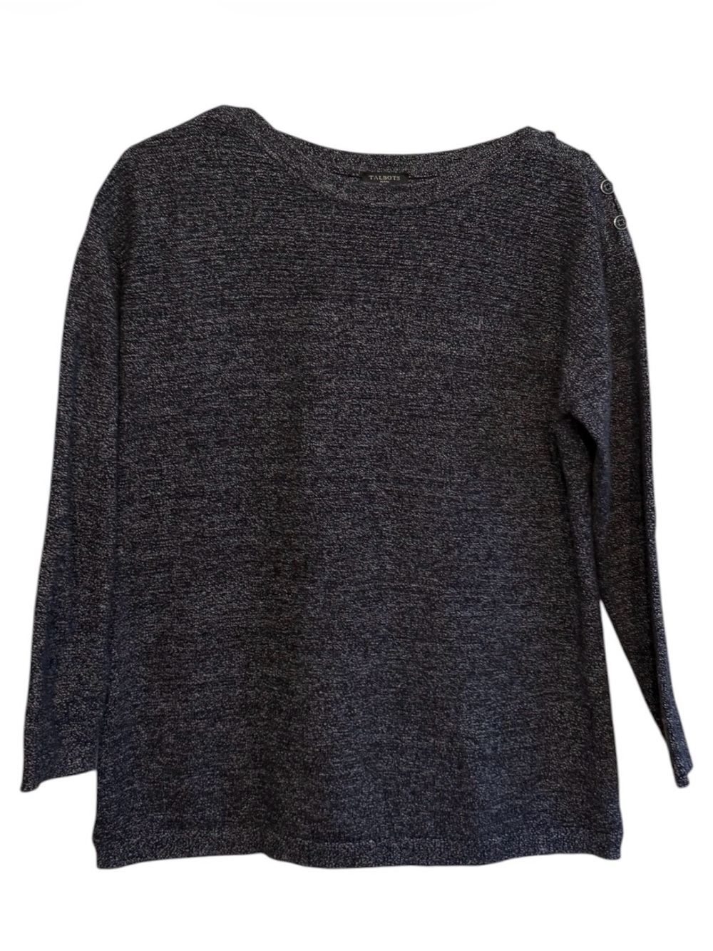 Talbots Petite Navy Marled Knit Top